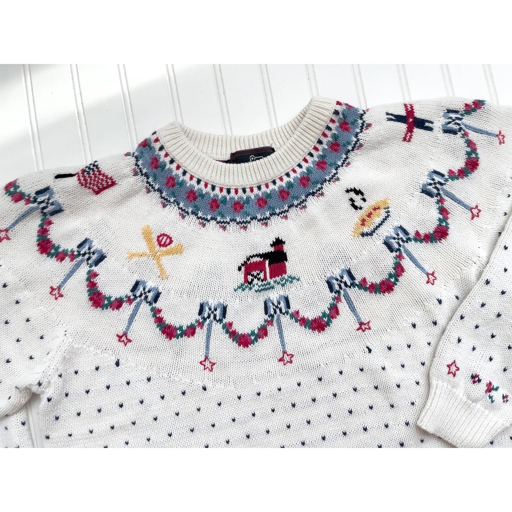 vtg Woolrich Fair‎ Isle Americana birdseye knit cotton sweater - Picture 3 of 6